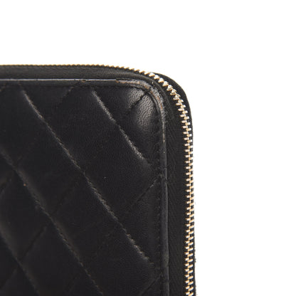 Chanel Lambskin Quilted Large Gusset Zip Around Wallet Black 12 of 15
