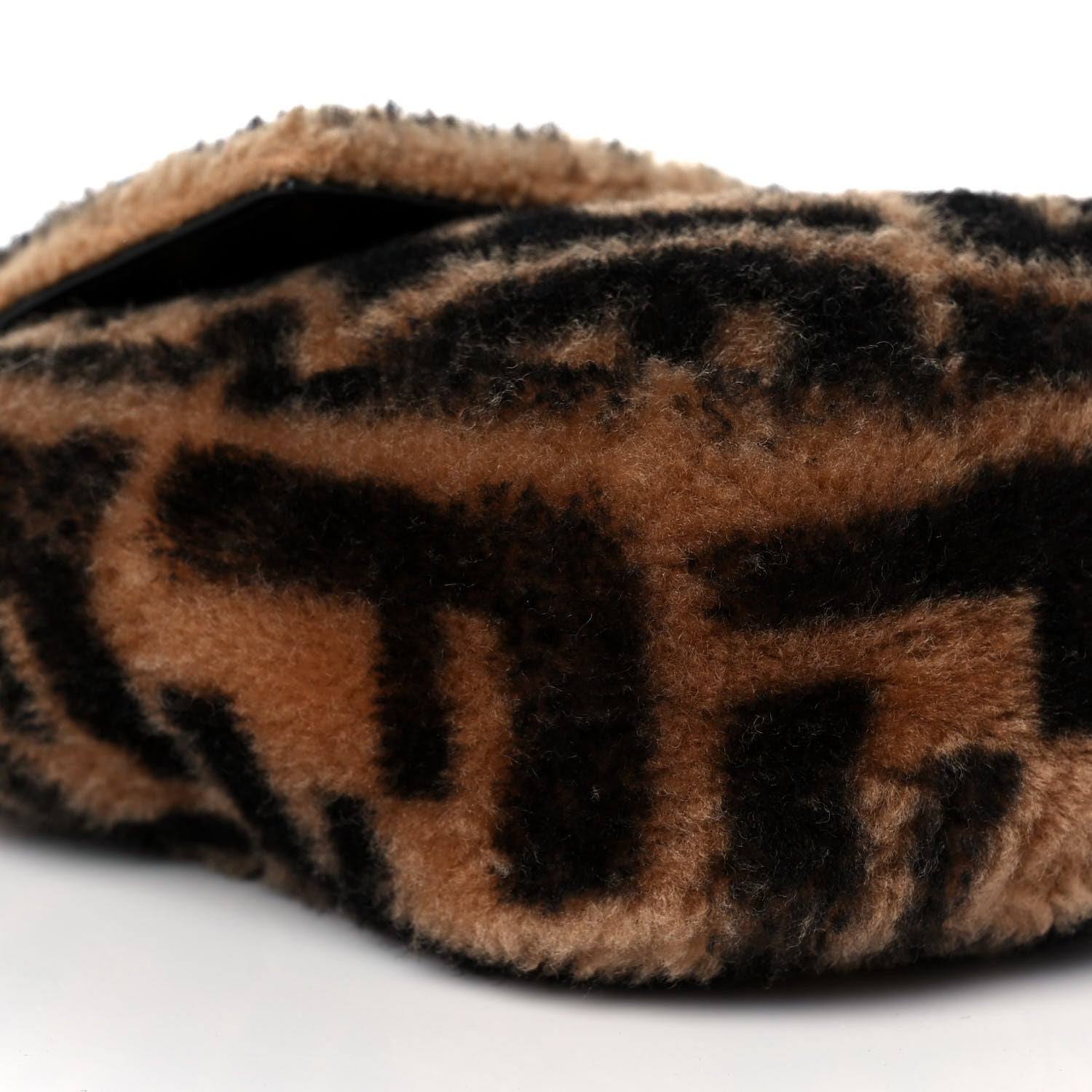 Fendi Shearling Vitello Dolce Macro FF 1974 Baguette Tobacco Black 8 of 9