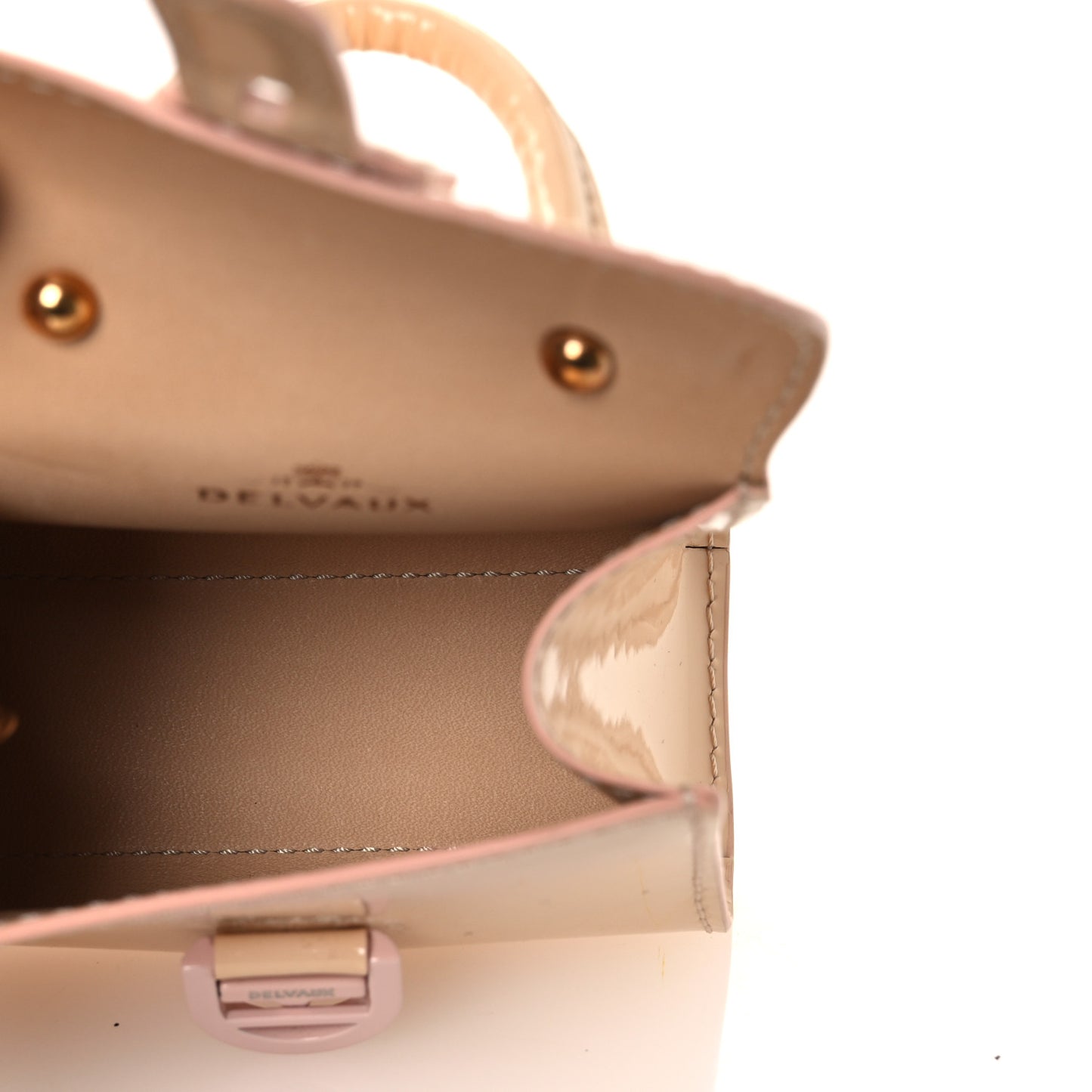 Patent Calfskin Mini Brillant Bag Charm Beige