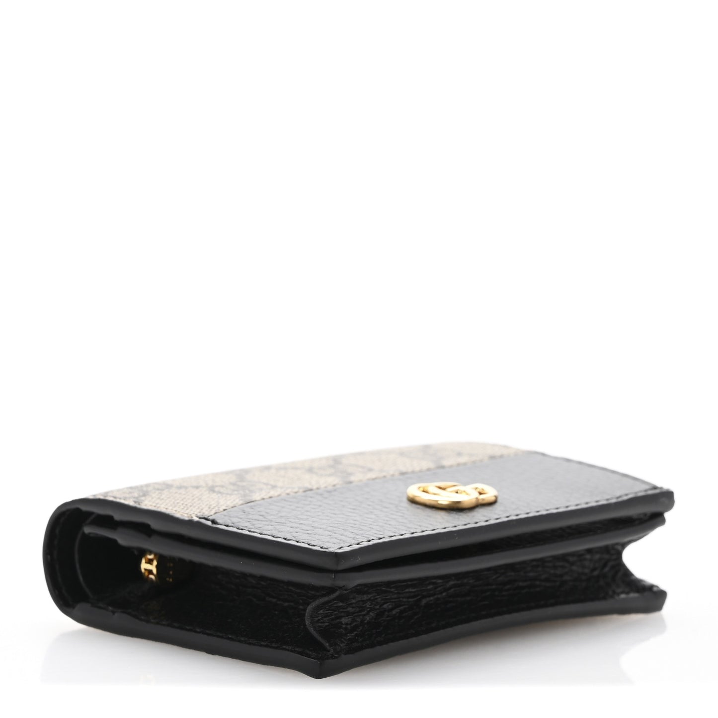 Dollar Calfskin GG Supreme Monogram GG Marmont Card Case Black Beige Ebony