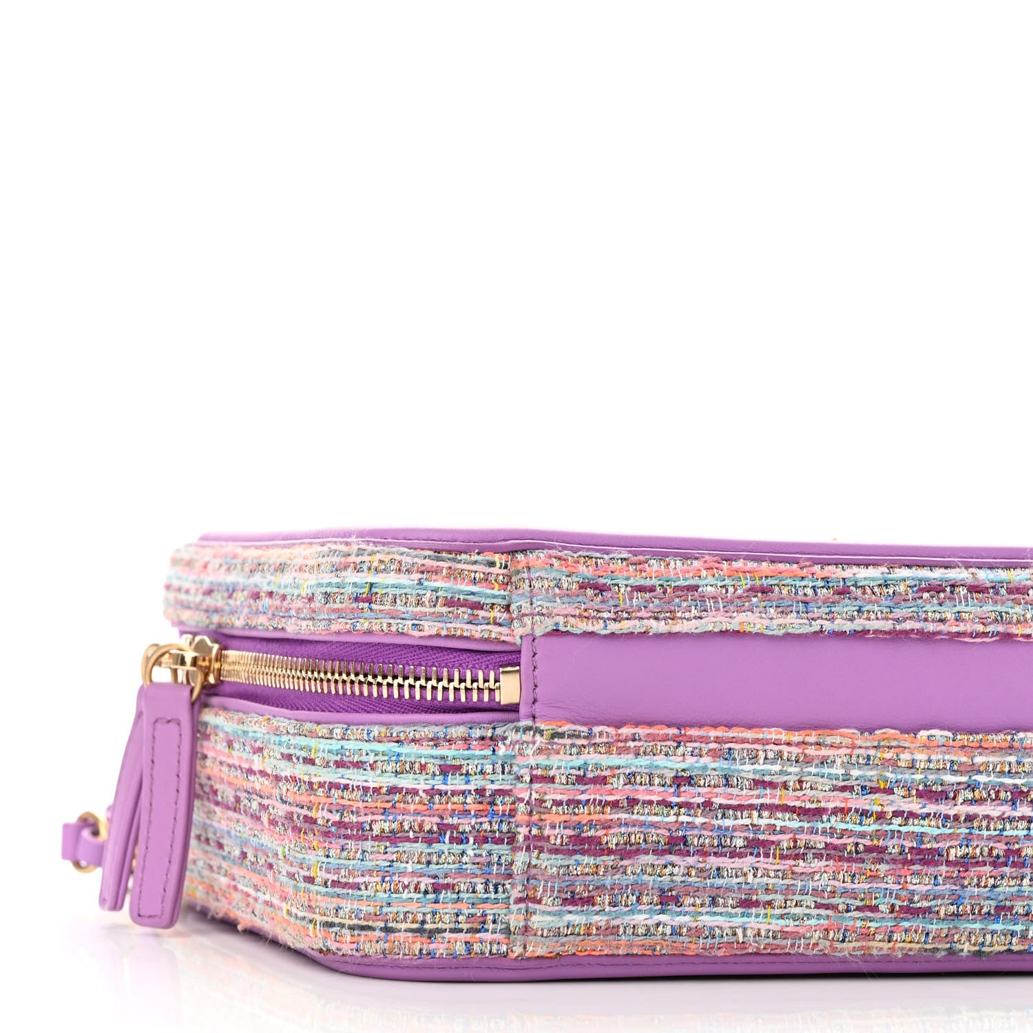 Chanel Tweed Quilted Medium CC Filigree Vanity Case Purple Multicolor 9 of 10