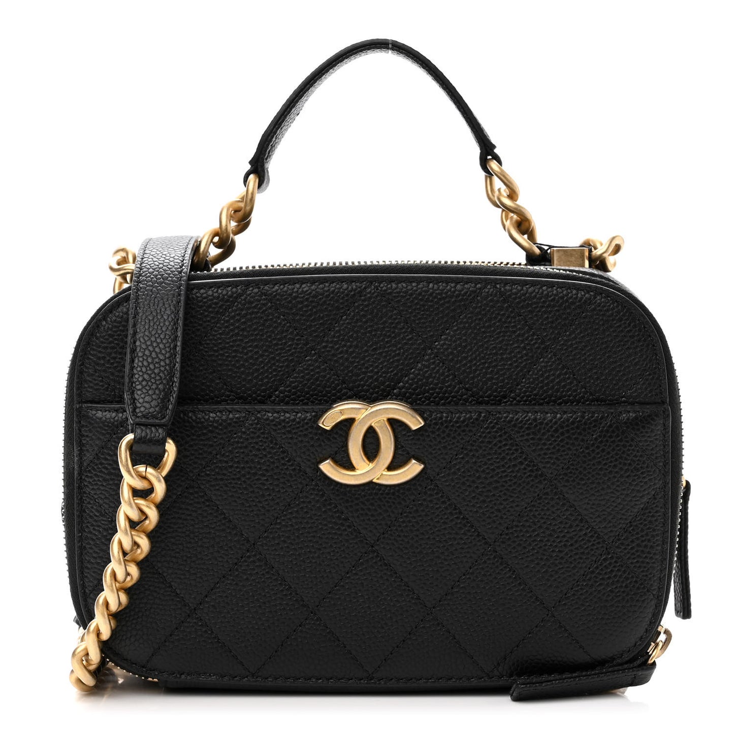 Caviar Quilted Small Camera Bag Black