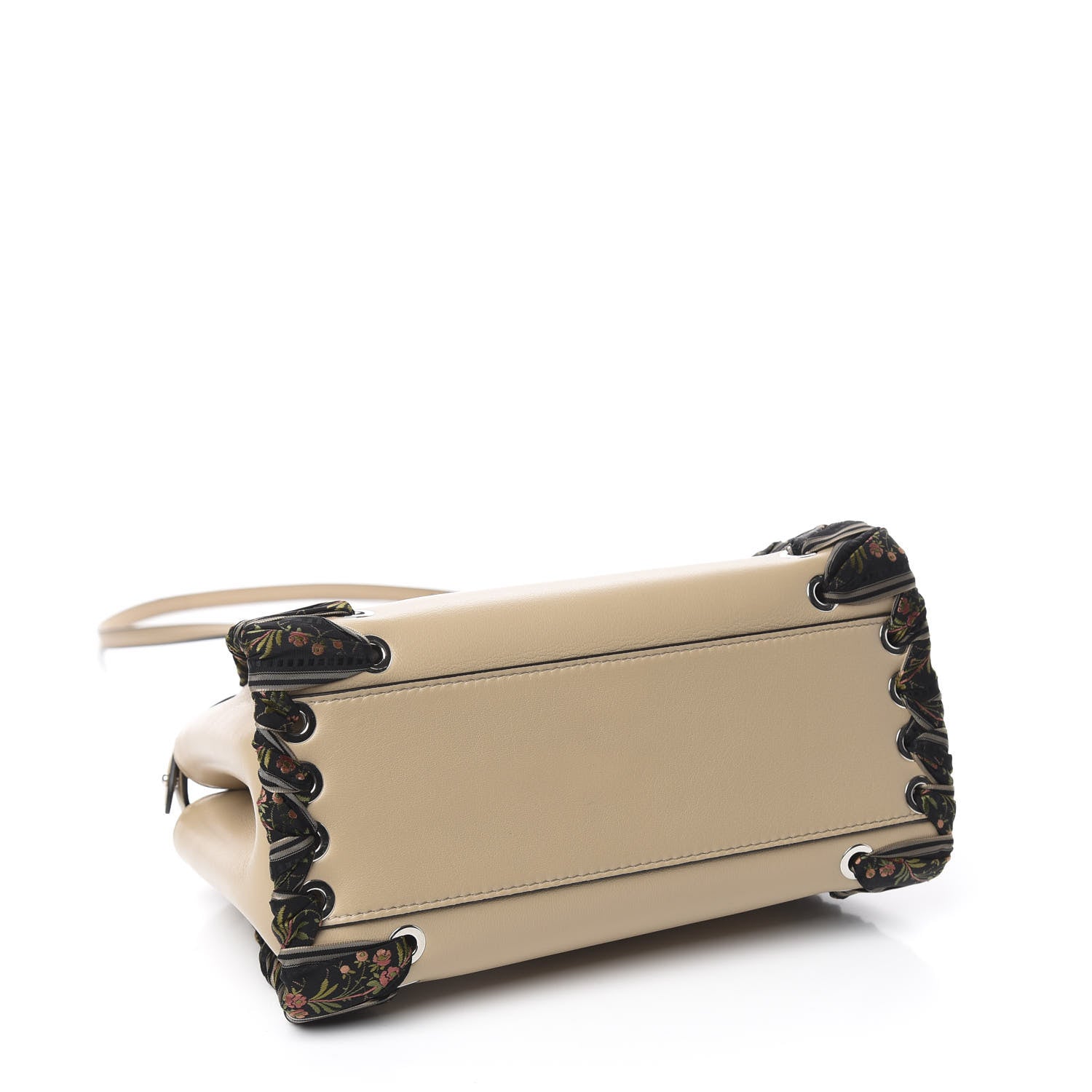 Fendi Nappa Ribbon Lace Up Mini Peekaboo Iconic Satchel Beige 5 of 12