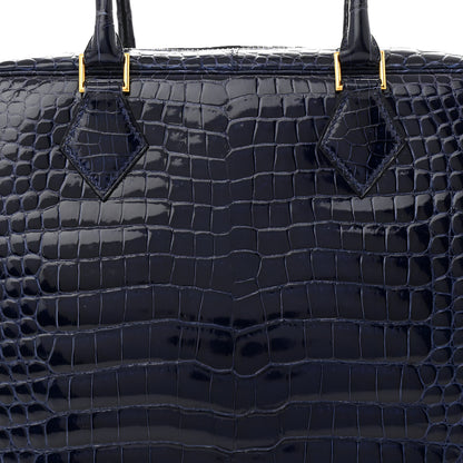 Hermes Shiny Niloticus Crocodile Plume Bleu Encre 8 of 11