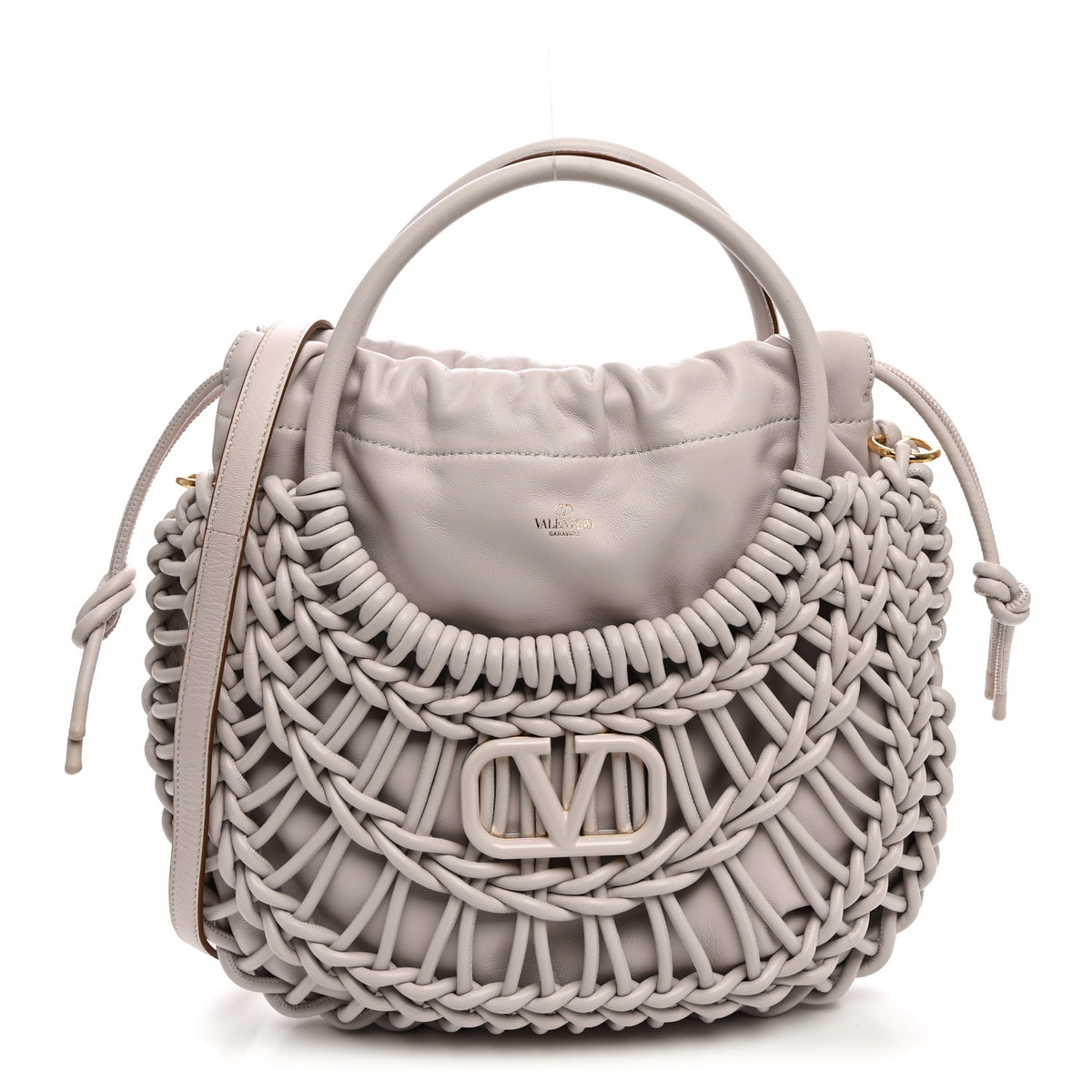 Lambskin Vlogo Macrame Tote Lilac Ash