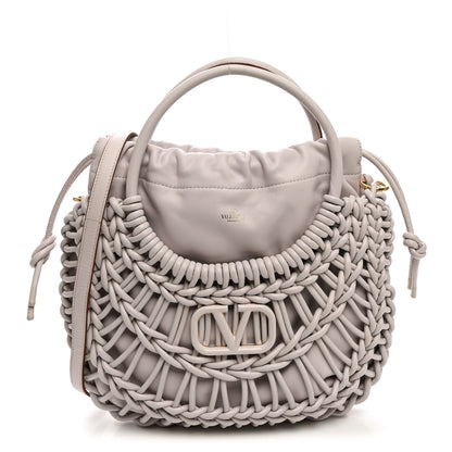 Valentino Garavani Lambskin Vlogo Macrame Tote Lilac Ash 1 of 9