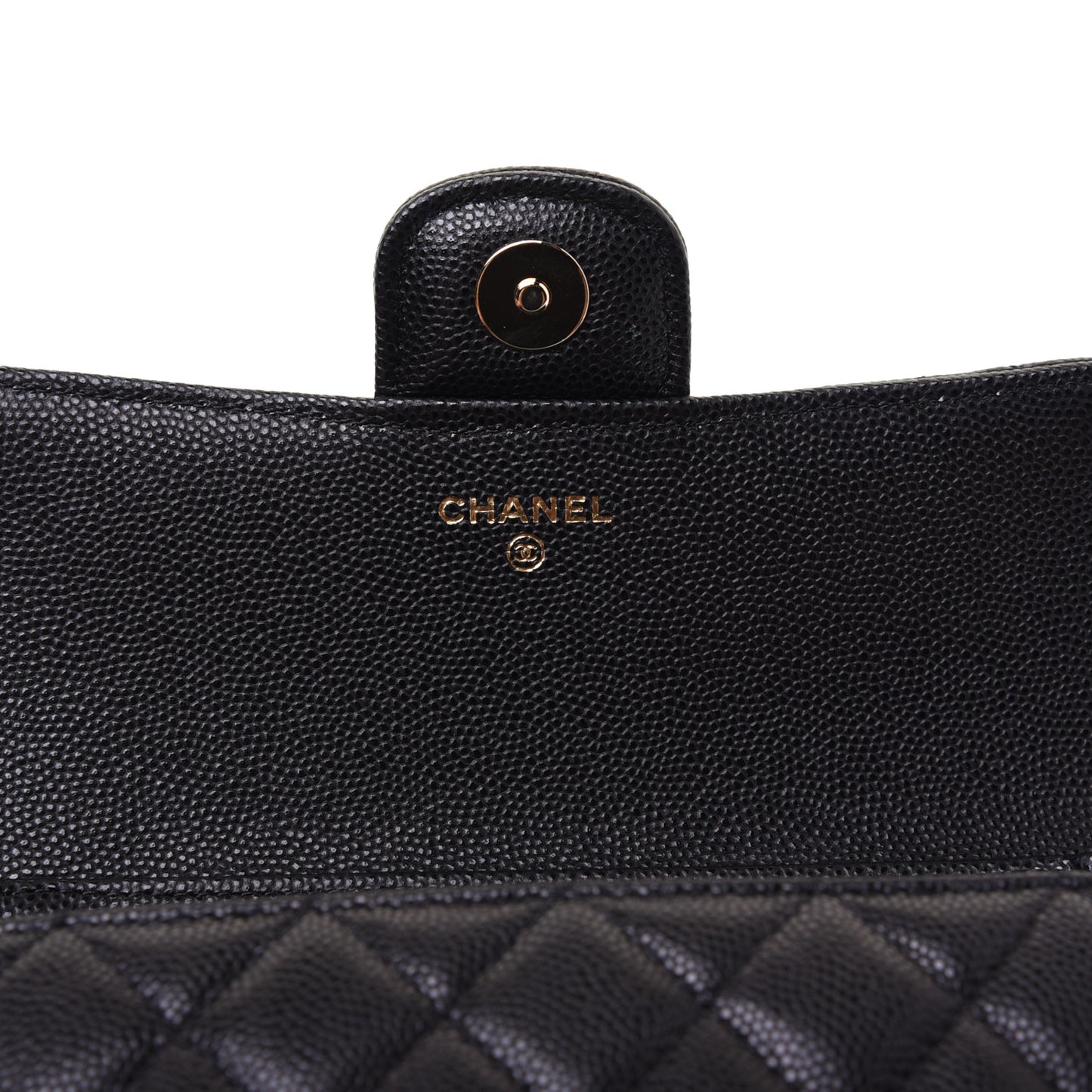 Caviar Quilted Glasses Case With Chain Black