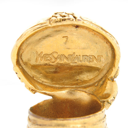 Saint Laurent Glass Cabochon Arty Ovale Ring 7 Gold Turquoise 4 of 5