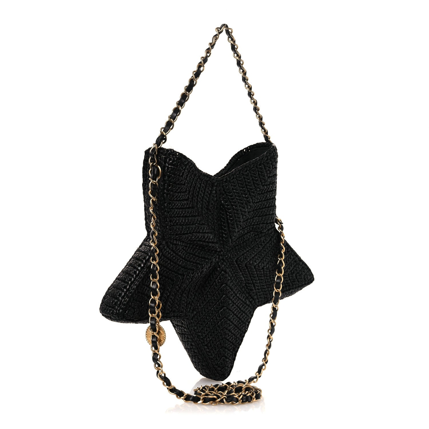 Chanel Raffia Star Coco Beach Bag Black 3 of 10