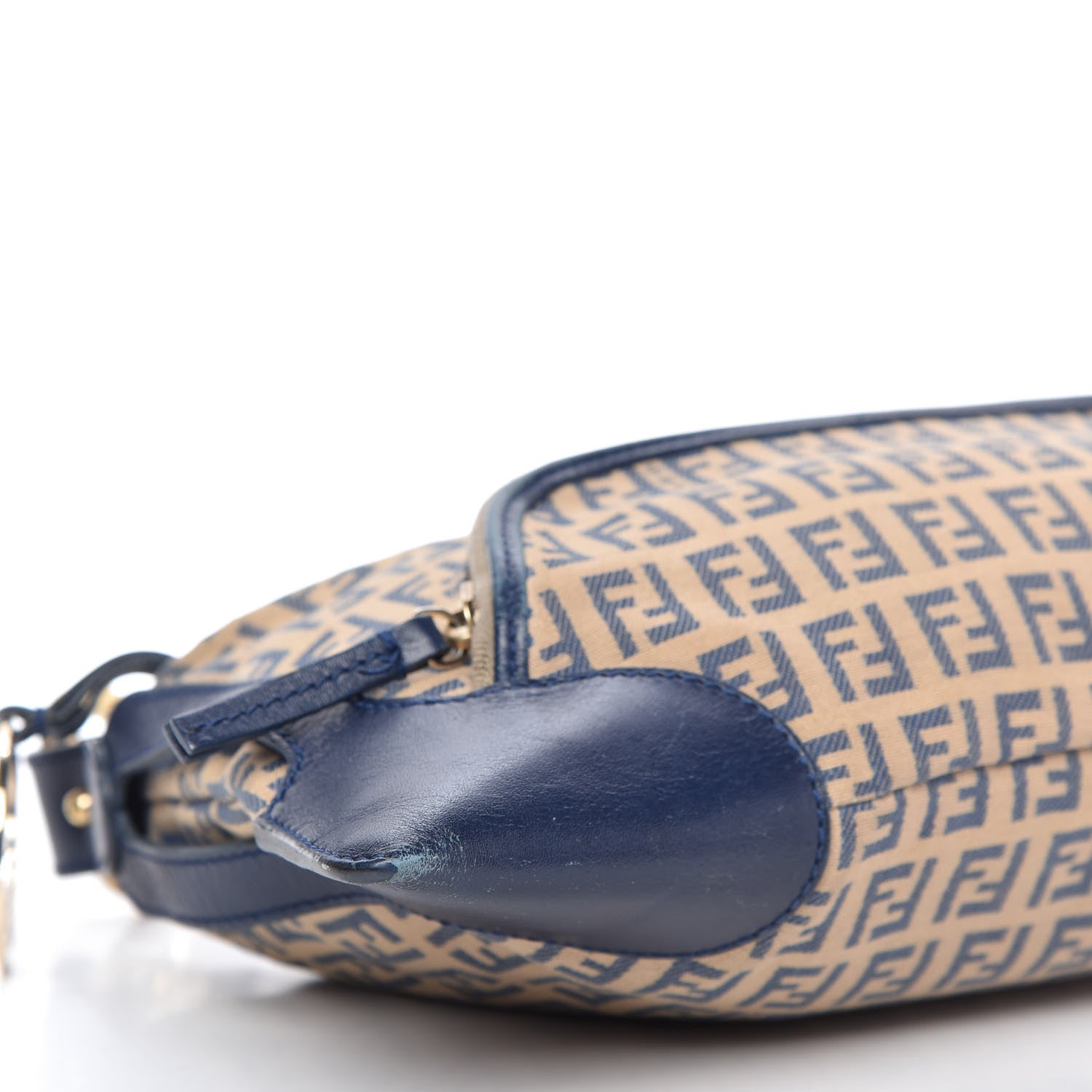 Fendi ENDI Zucchino Vitello Small Chef Pocket Shoulder Bag Beige Azzurro Blue 6 of 10