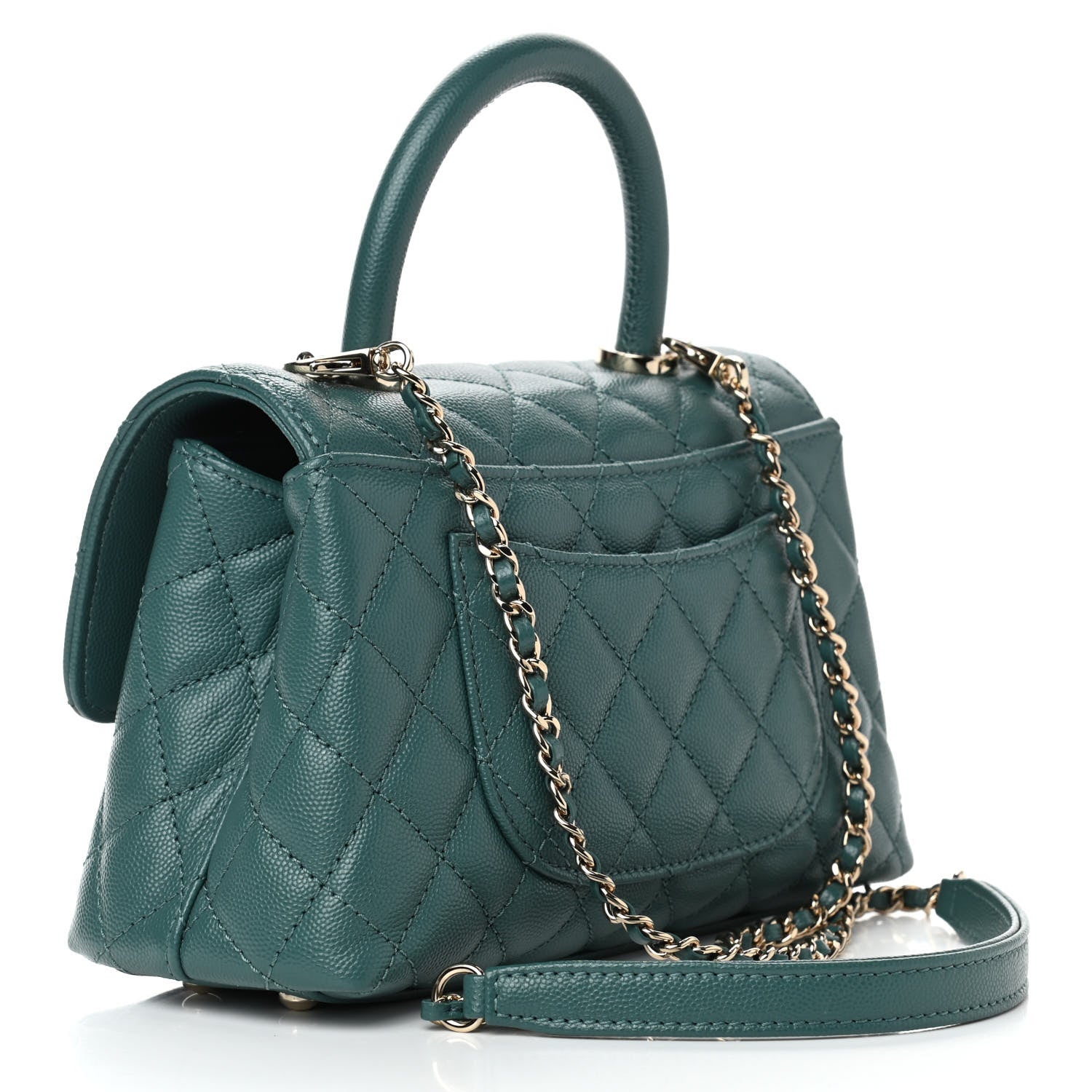 Chanel Caviar Quilted Mini Coco Handle Flap Green 2 of 9