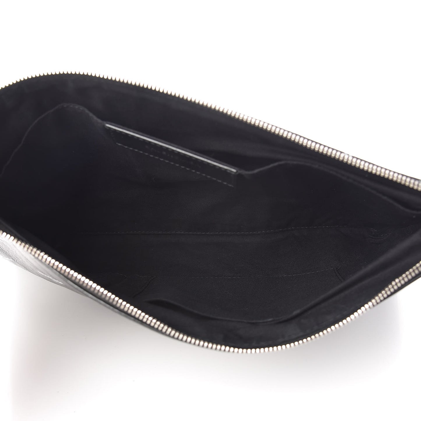 Calfskin Allover Logo Medium Clip Pouch Black