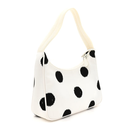 Prada Tessuto Nylon Polka-Dot Mini Re-Edition 2000 Bag White Black 3 of 9