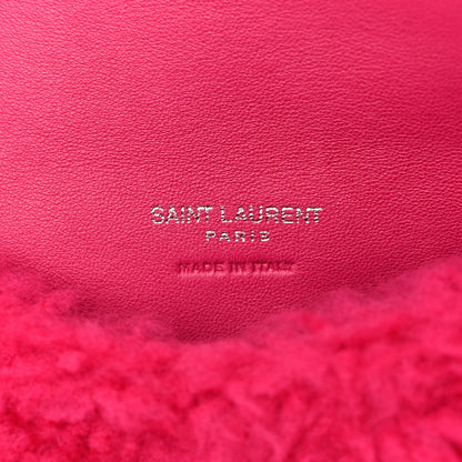 Saint Laurent Shearling Quilted Monogram Loulou Puffer Pouch Clutch Fuxia 7 of 8