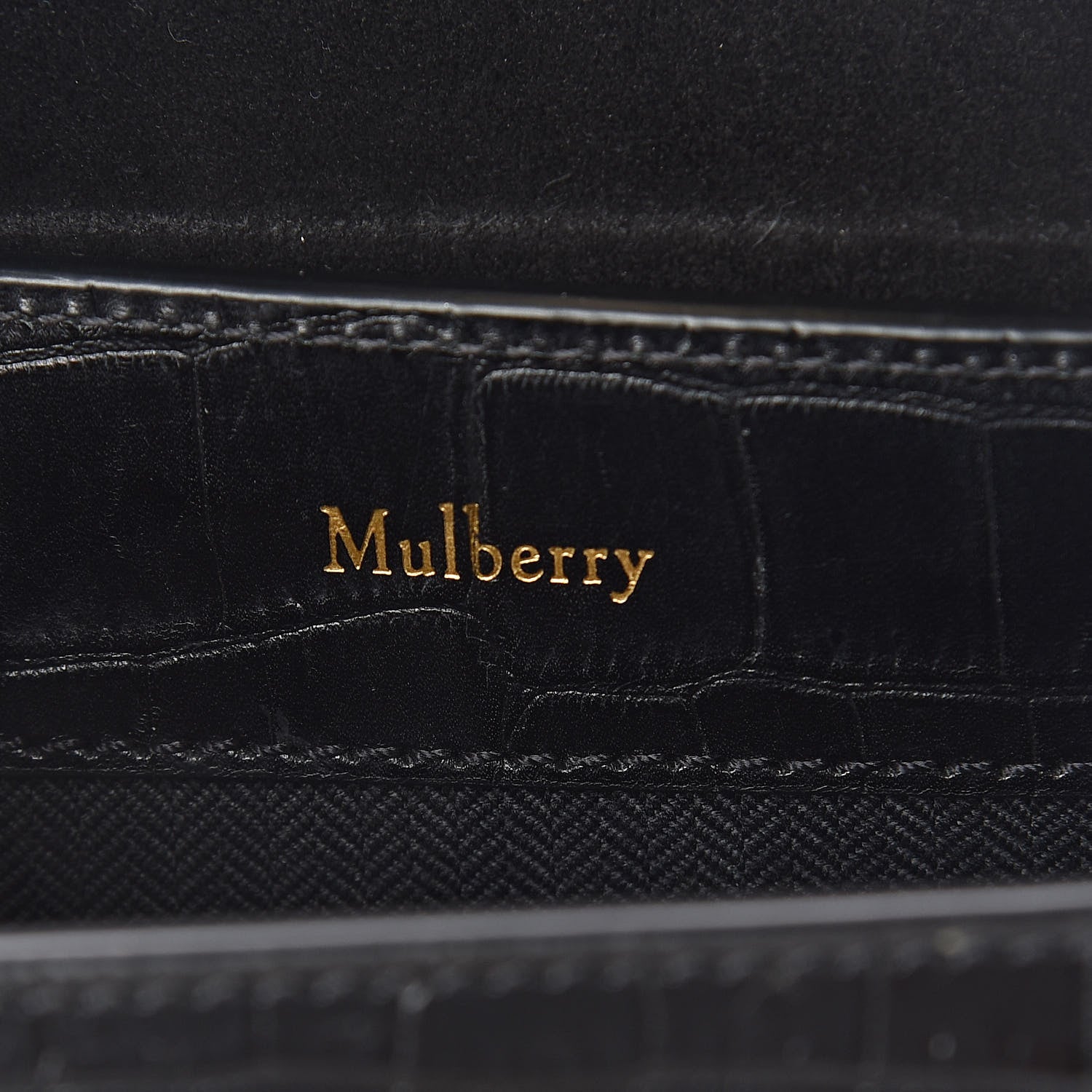 Mulberry Calfskin Crocodile Embossed Micro Seaton Black 6 of 9