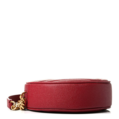 Saint Laurent Grain De Poudre Matelasse Chevron Quilted Round Vinyle Camera Bag Eros Red 3 of 6