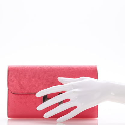 Hermes Epsom Constance Long Wallet Rose Azalee 2 of 11