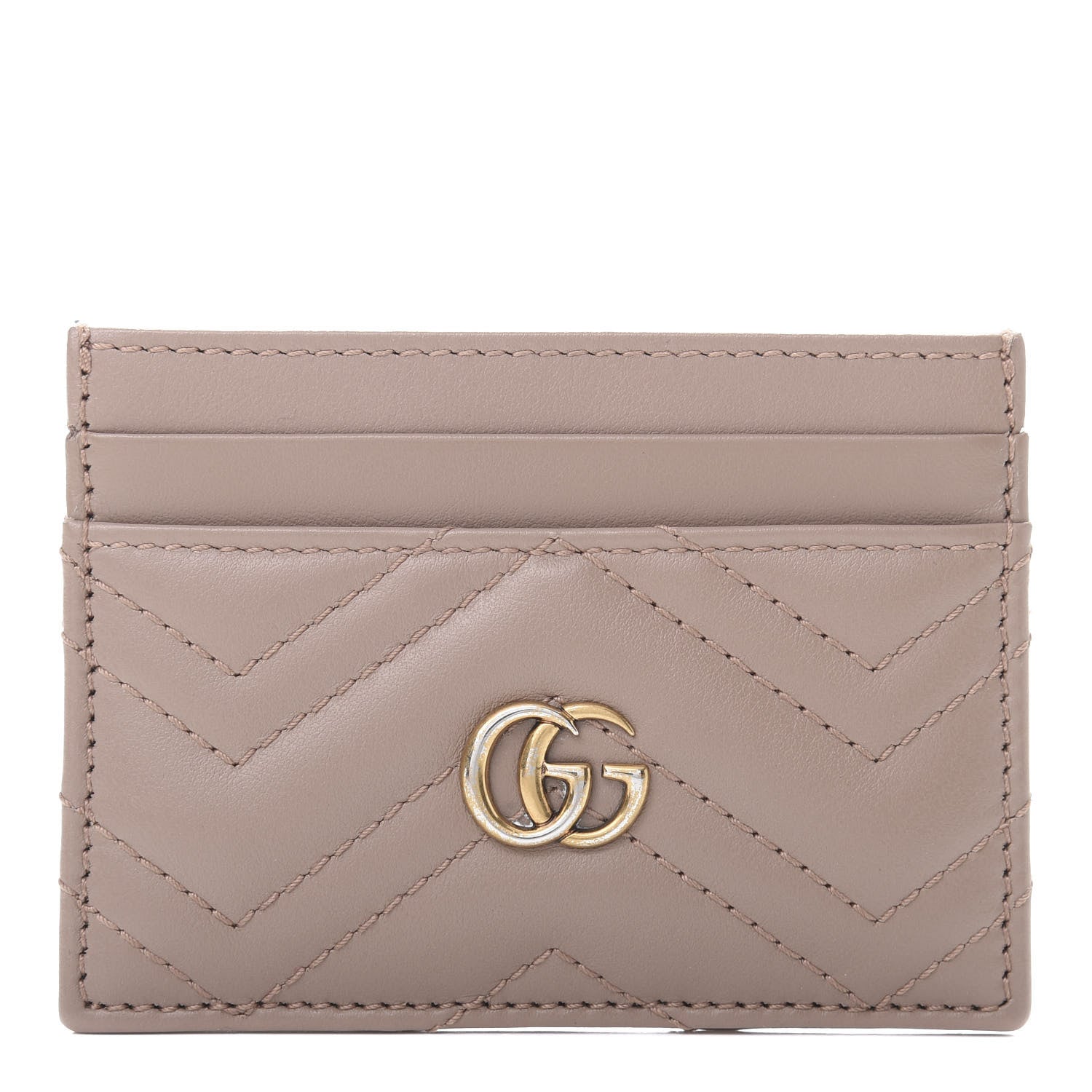 Gucci Calfskin Matelasse GG Marmont Card Holder Porcelain Rose 1 of 8
