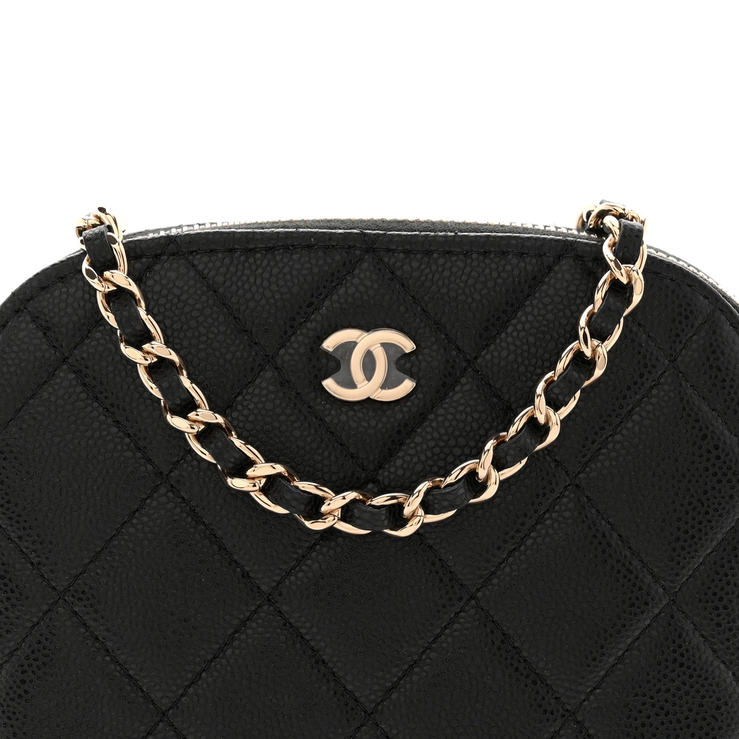 Caviar Quilted Classic Clutch With Chain Black