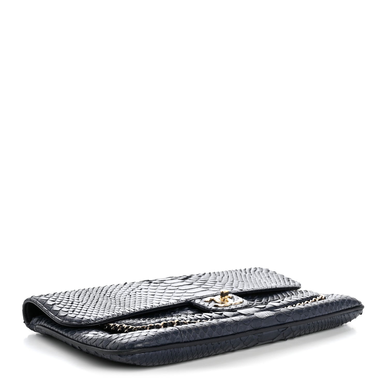 Chanel Snakeskin CC Unchained Clutch Navy 4 of 10