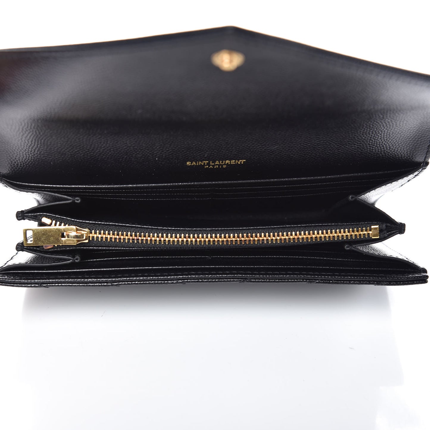 Grain De Poudre Matelasse Chevron Monogram Flap Wallet Black