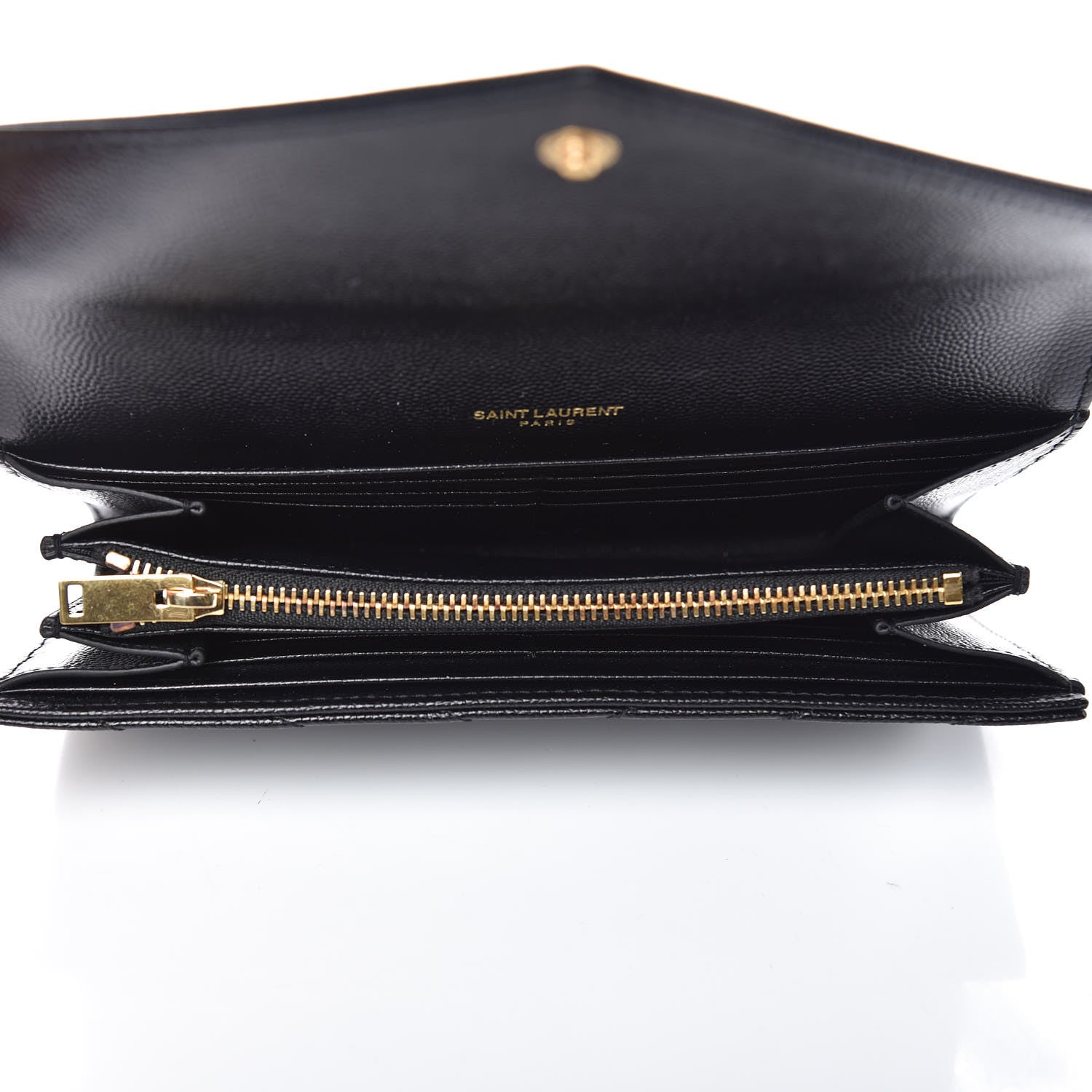 Saint Laurent Grain De Poudre Matelasse Chevron Monogram Flap Wallet Black 5 of 8