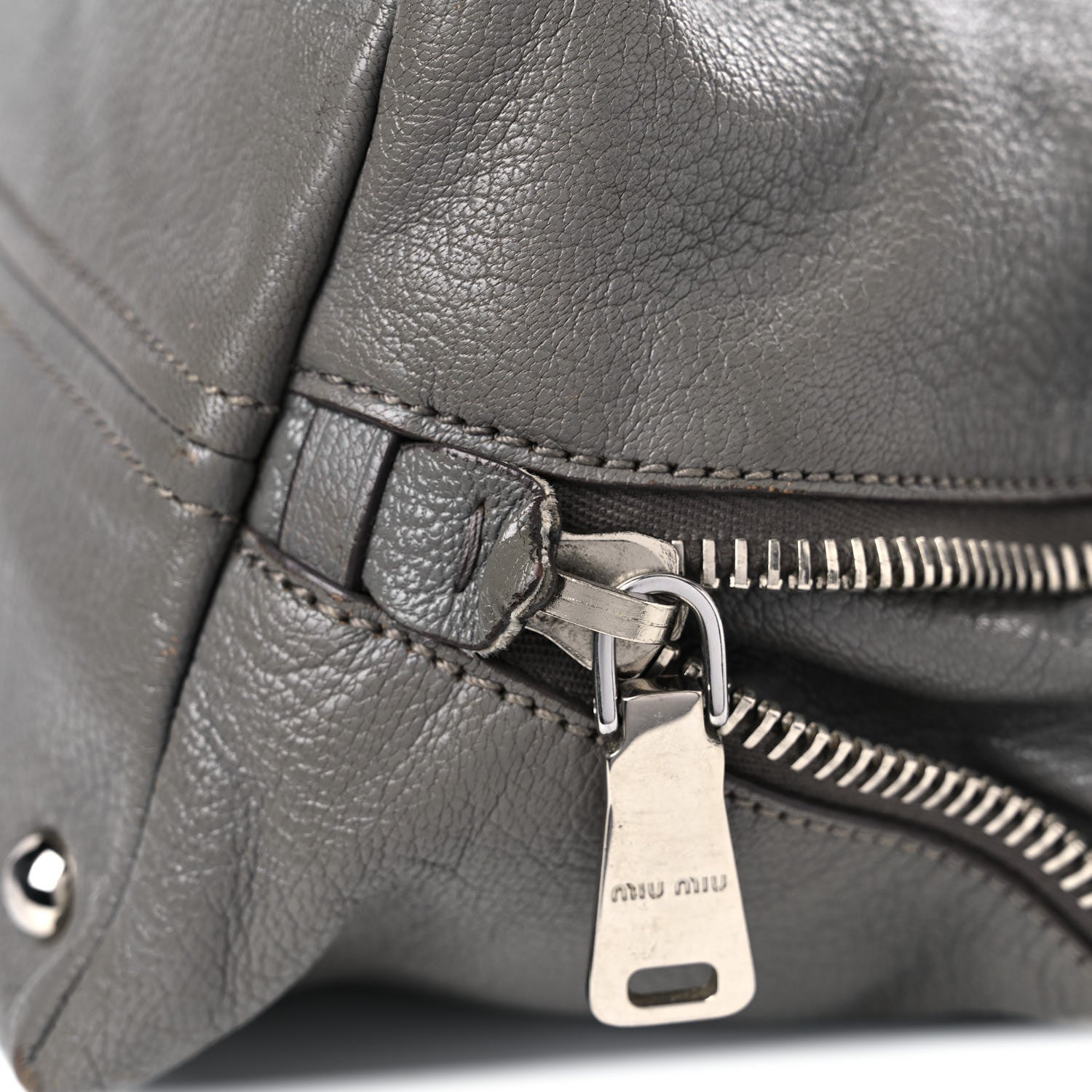 Miu Miu Goatskin Madras Zip Tote Pomice 14 of 28