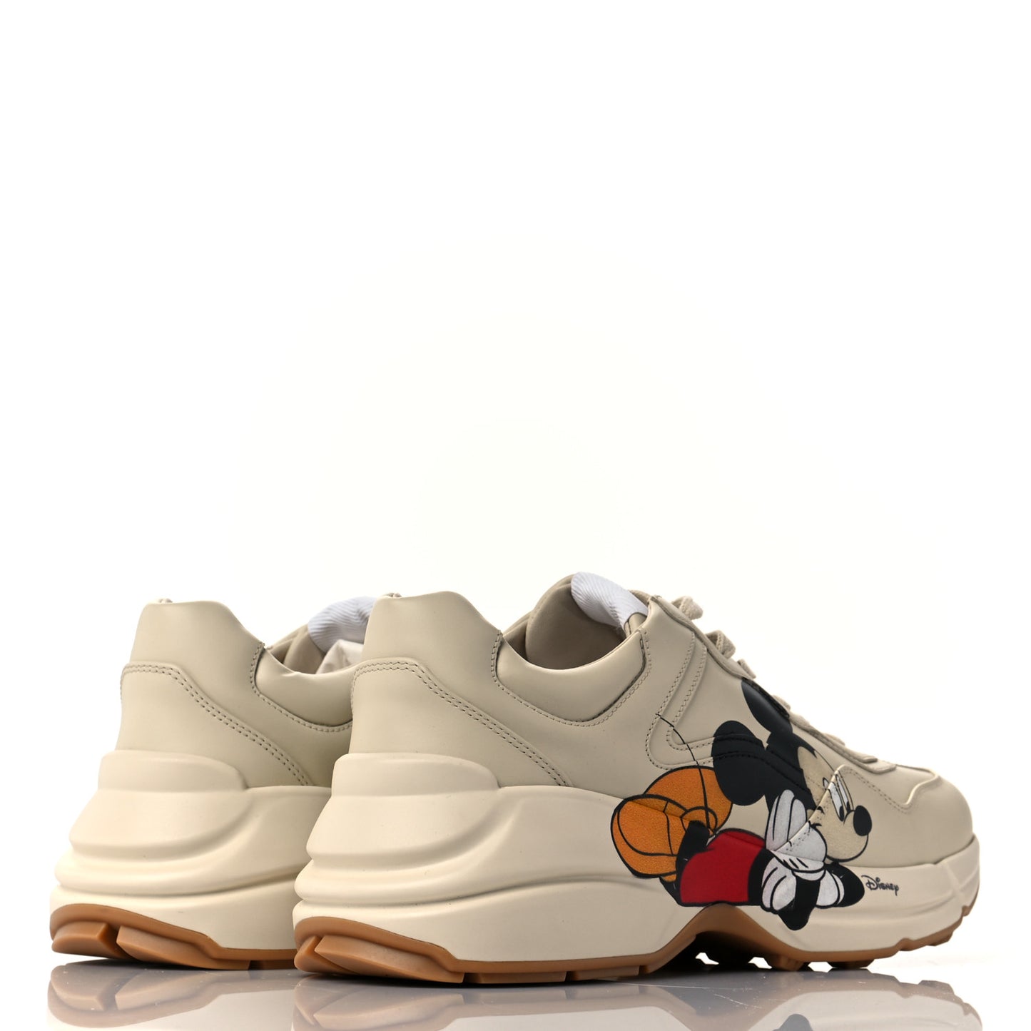 X DISNEY Calfskin Mickey Mouse Womens Rhyton Sneakers 41 Ivory