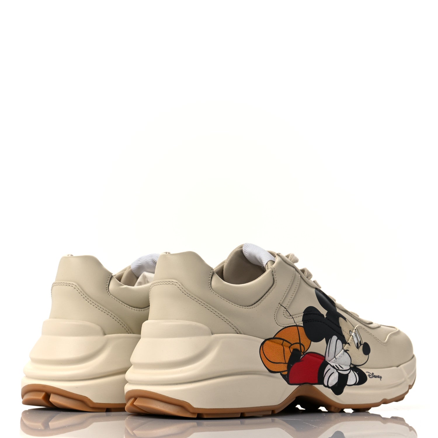 Gucci X DISNEY Calfskin Mickey Mouse Womens Rhyton Sneakers 41 Ivory 4 of 8