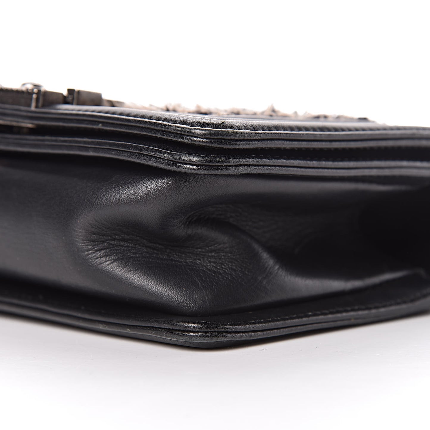 Tweed Calfskin Small Boy Flap Black