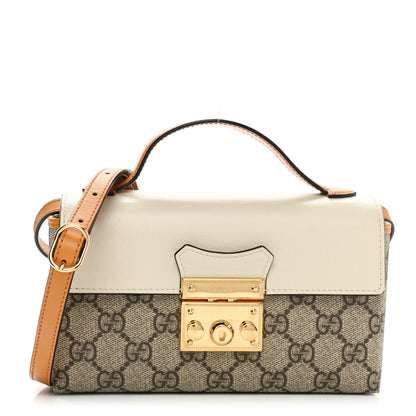 Gucci GG Supreme Monogram New Sakai Calfskin Mini Padlock Top Handle Shoulder Bag Beige Ebony Mystic White Sun Oil 1 of 11