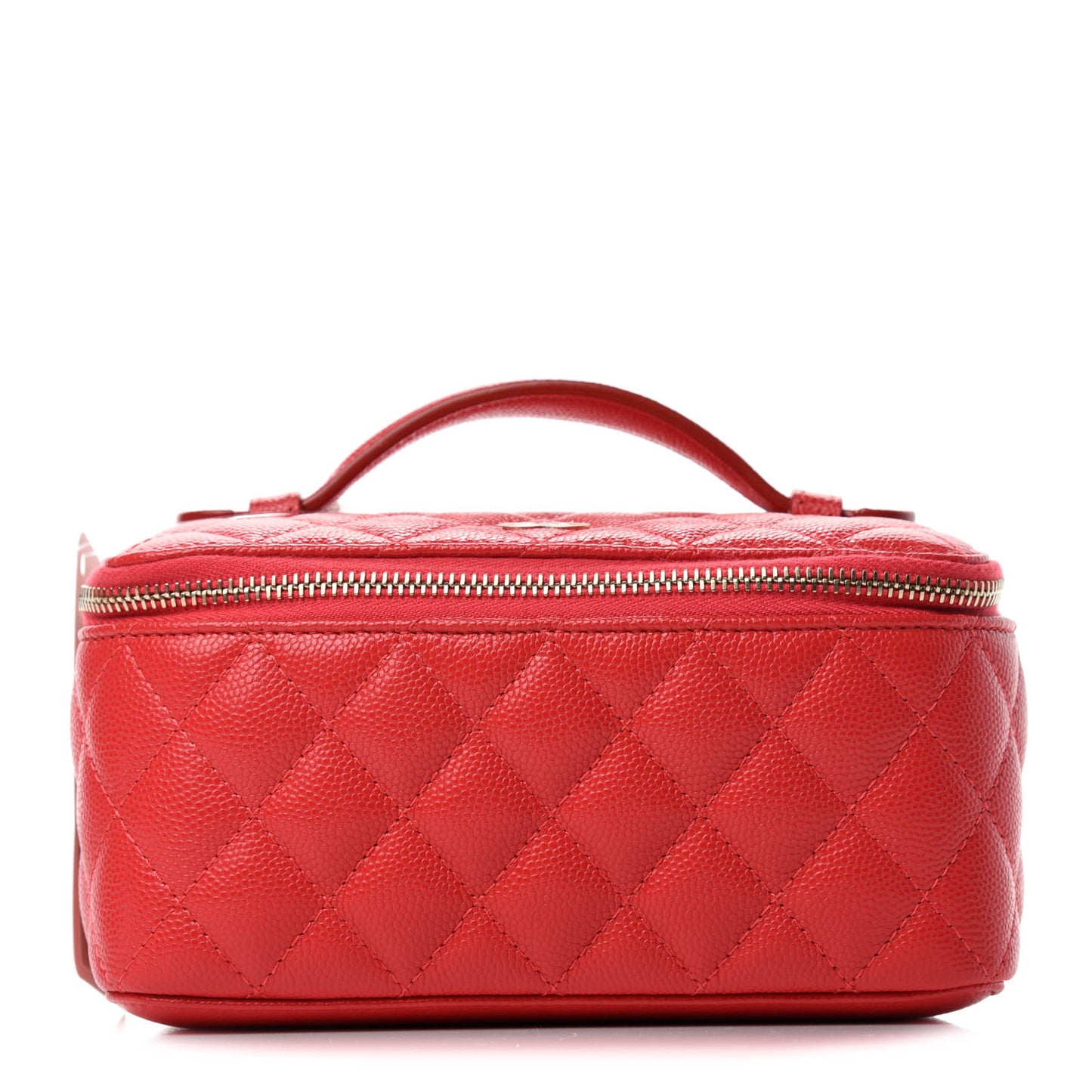 Caviar Quilted Top Handle Jewelry Case Red