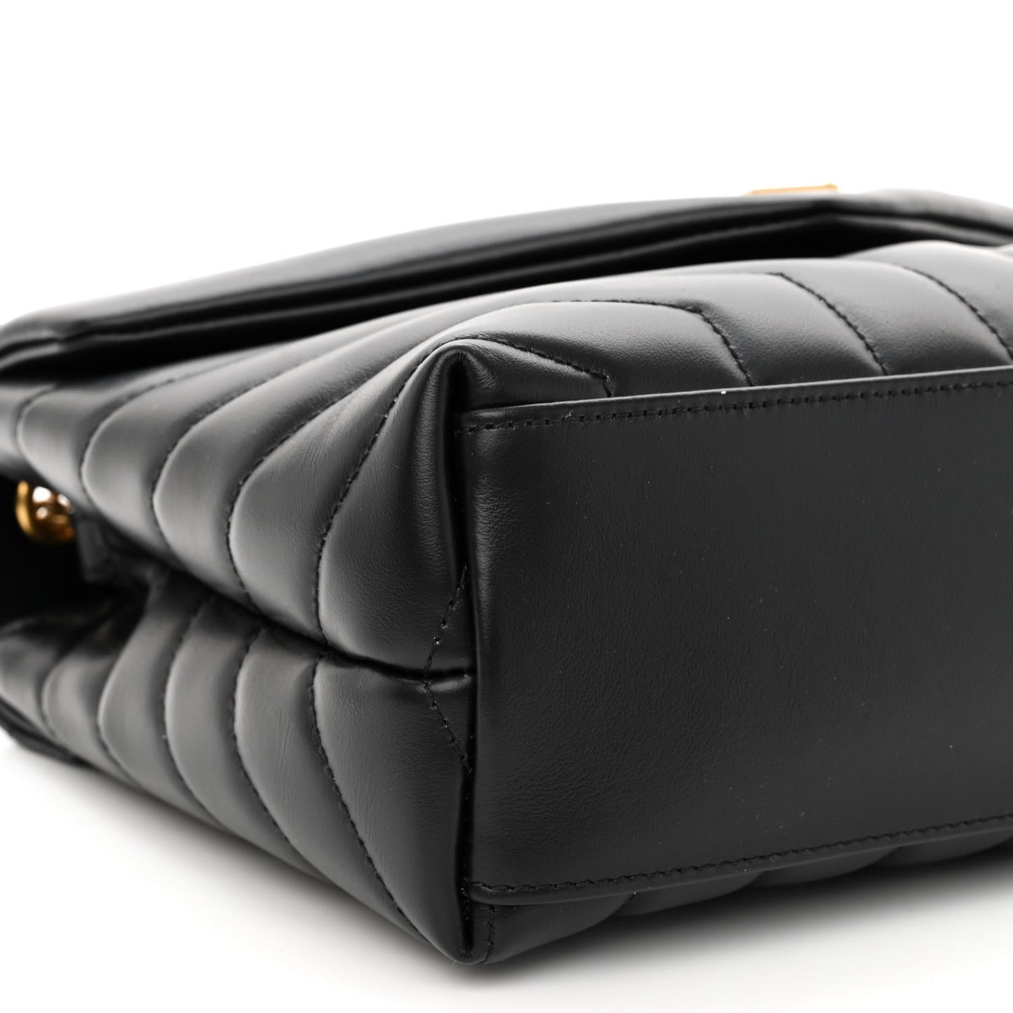 Calfskin Y Quilted Monogram Small Loulou Chain Satchel Black