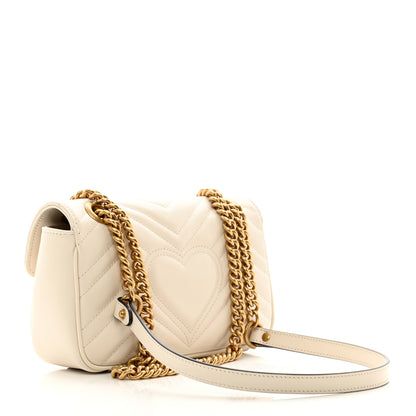 Gucci Calfskin Matelasse Mini GG Marmont Shoulder Bag White 3 of 10