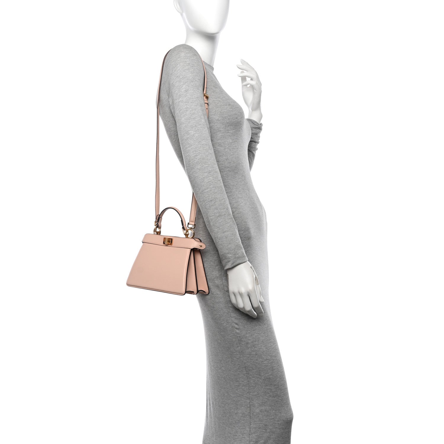 Fendi Shiny Nappa Plexiglass Petite Peekaboo I SEE U Satchel Light Rose 2 of 12