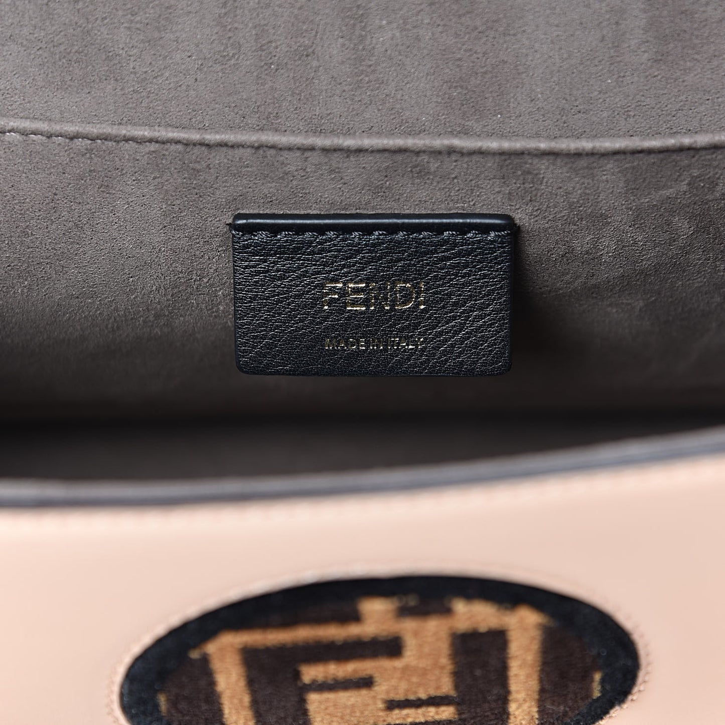 Vitello Century Velvet F is Fendi FF Kan I Shoulder Bag Tobacco Rosa Plaster