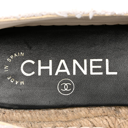 Chanel Tweed Grosgrain CC Espadrilles 38 White Black 7 of 10