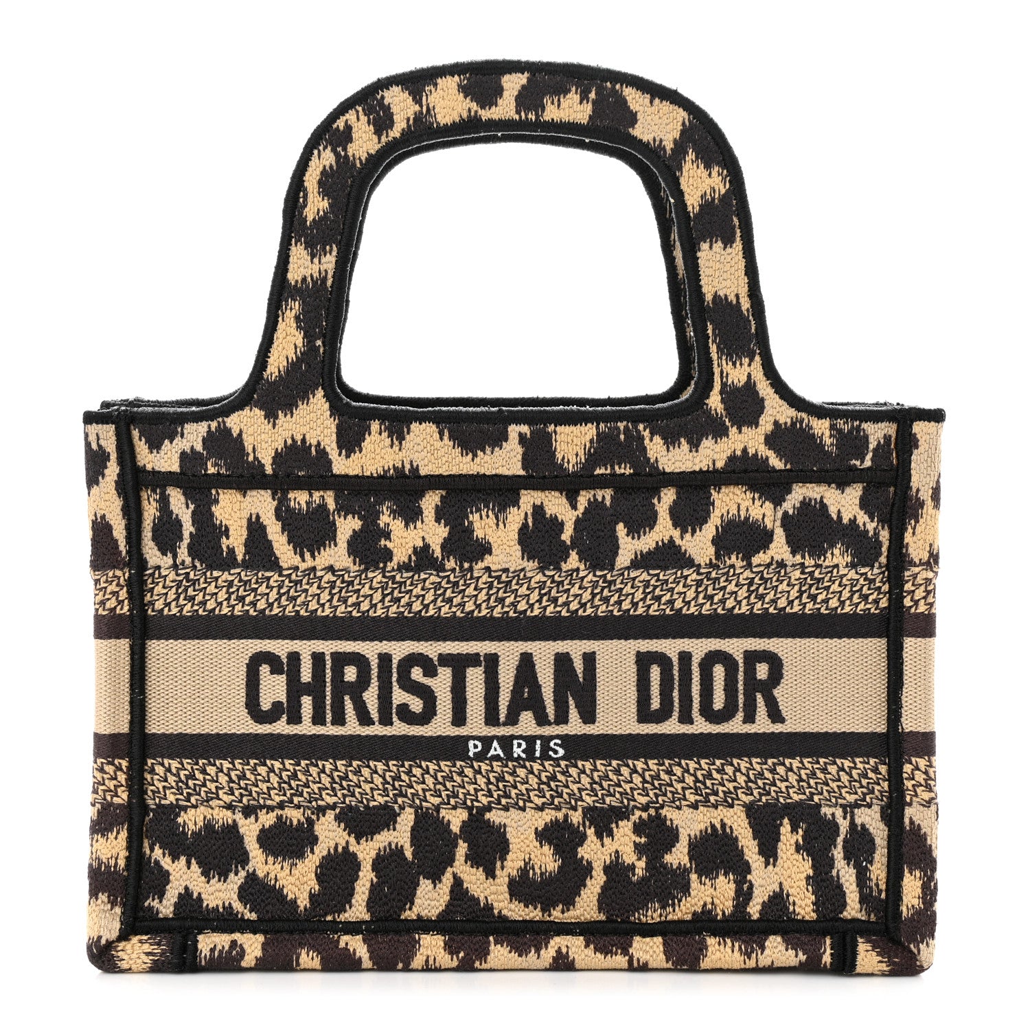 Christian Dior Canvas Mizza Embroidered Mini Leopard Book Tote Beige 1 of 11