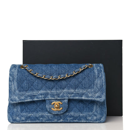 Chanel Denim Quilted Medium Double Flap Blue 10 of 10