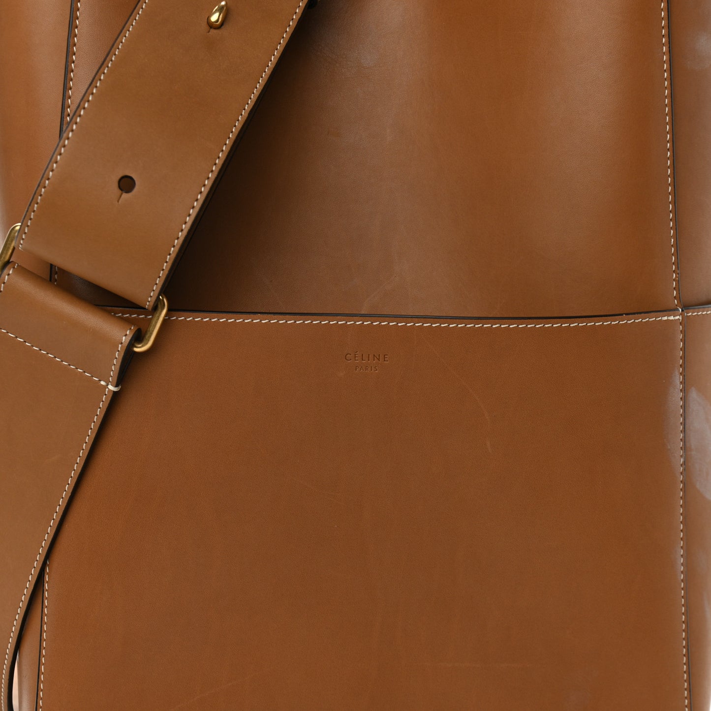 Natural Calfskin Sangle Bucket Bag Light Camel