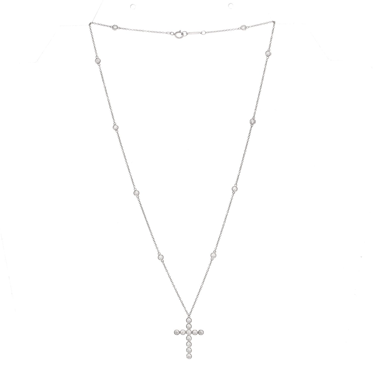 Platinum Diamond Small Jazz Cross Pendant Necklace
