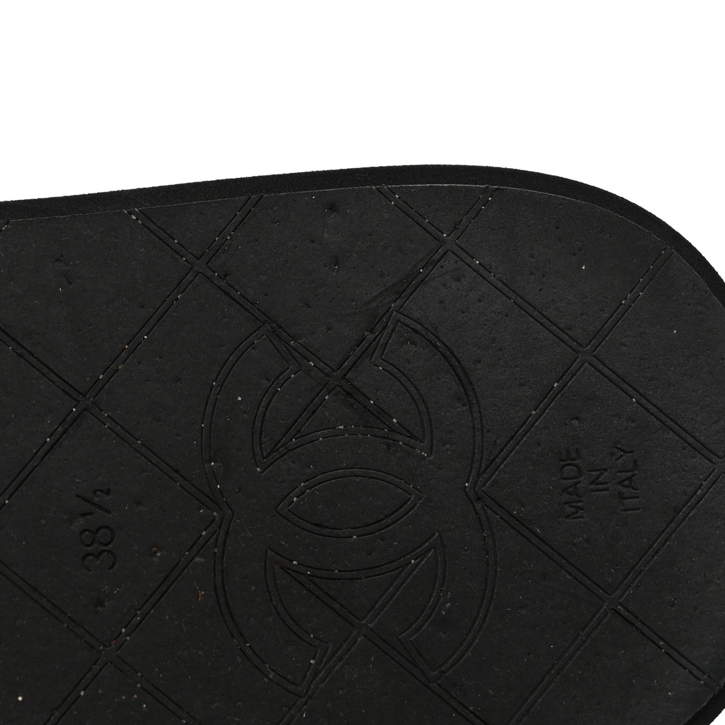 Lambskin Quilted Padded Charms Thong Sandals 38.5 Black