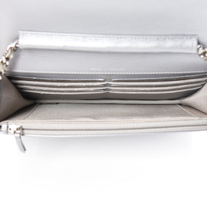 Chanel Patent Strass Wallet On Chain WOC Silver 5 of 12