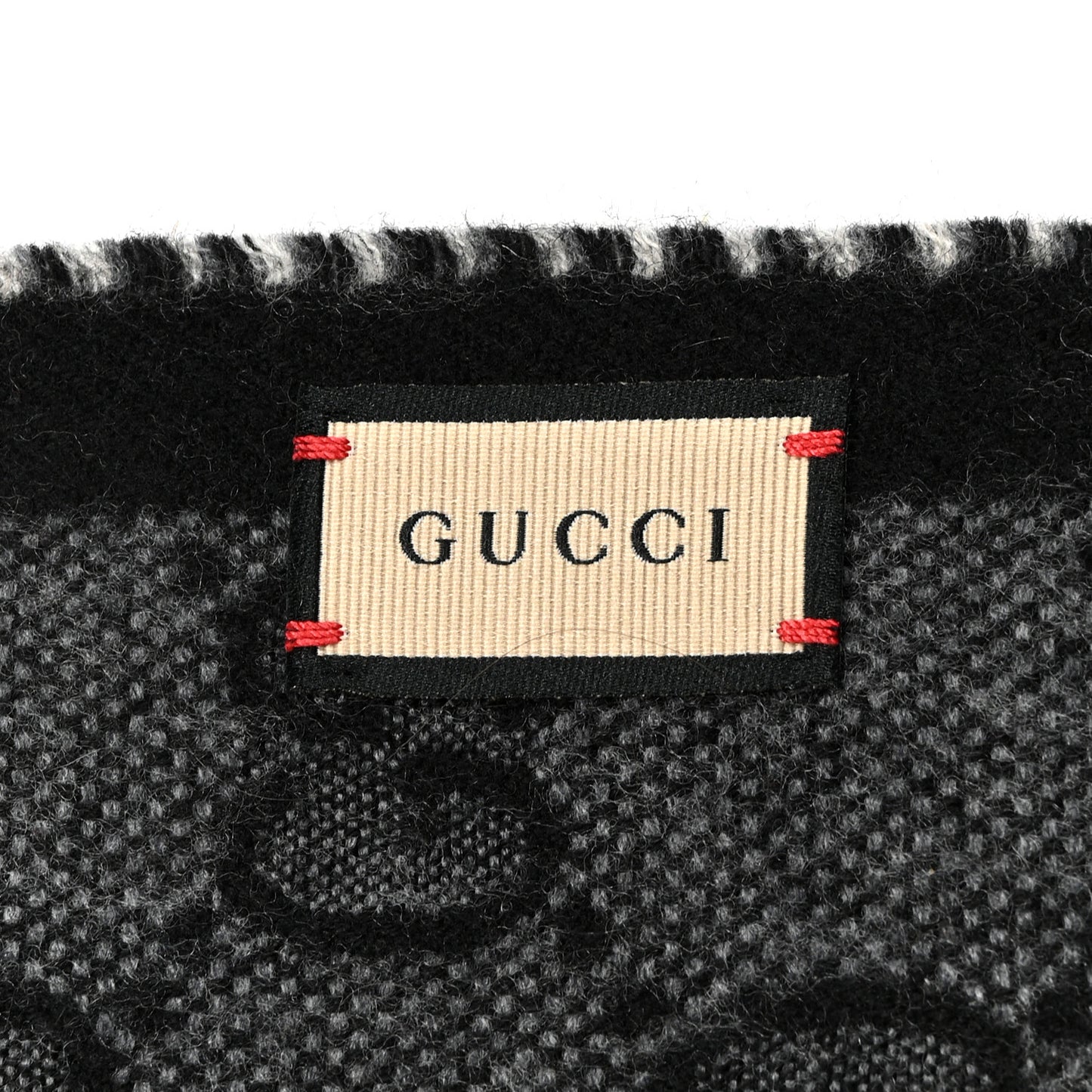 Wool Jacquard GG Monogram Scarf Grey Black