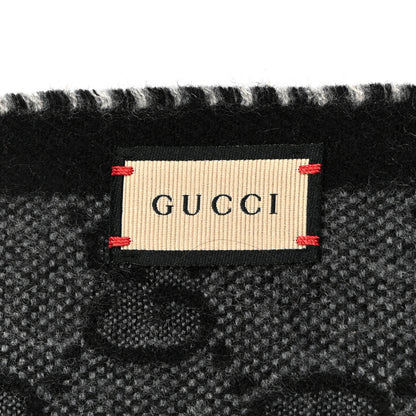 Gucci Wool Jacquard GG Monogram Scarf Grey Black 3 of 4