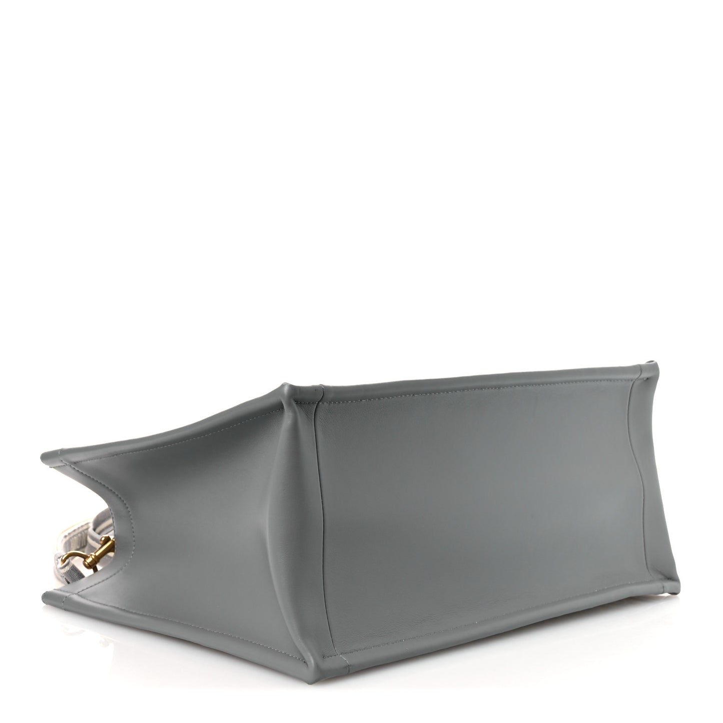 Oblique Chambray Calfskin Medium Book Tote With Strap Grey Latte