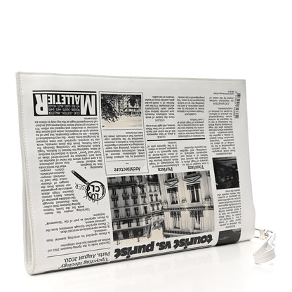 Louis Vuitton Calfskin Newspaper Print Pouch 3 of 13