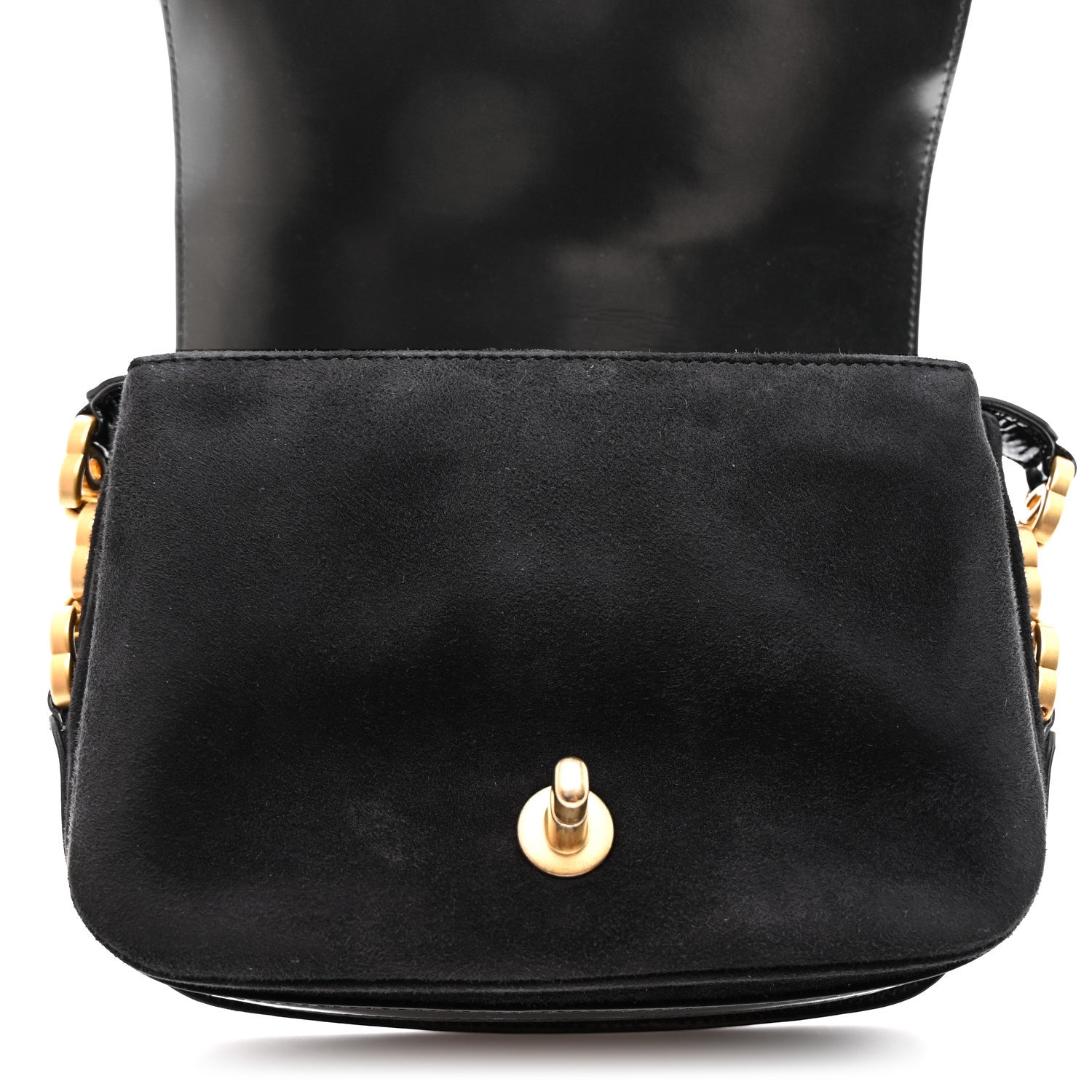 Chanel Shiny Calfskin Quilted Suede Goatskin Messenger Black 11 of 11