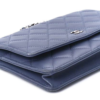 Chanel Lambskin Quilted Wallet On Chain WOC Blue 11 of 13