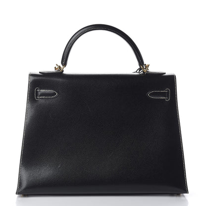 Hermes Veau Grain Lisse Kelly Sellier 32 Black 4 of 33